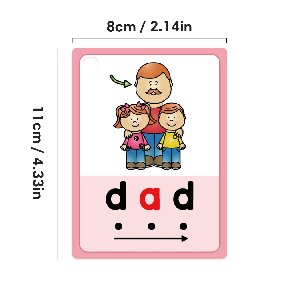 Kids CVC Words Learning Cards ESL Teaching Materials for Toddlers Sight Words Teaching Aids Vocabulary Educational Montessori 2