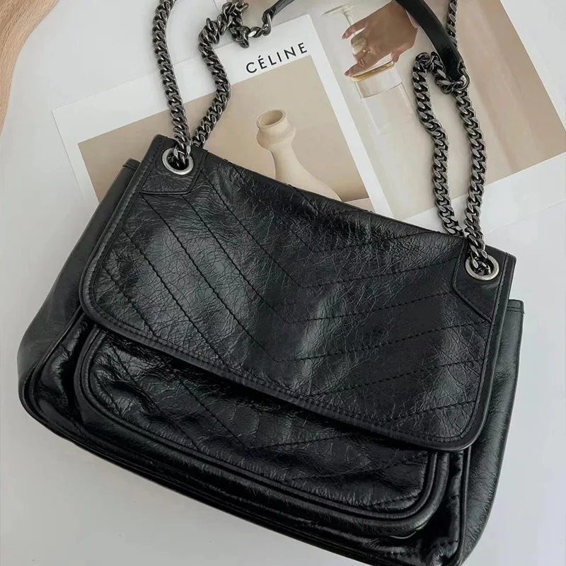 Luxury goods [1-1] Genuine leather bag for women 2024 top replica shoulder bag fashionable casual crossbody bag