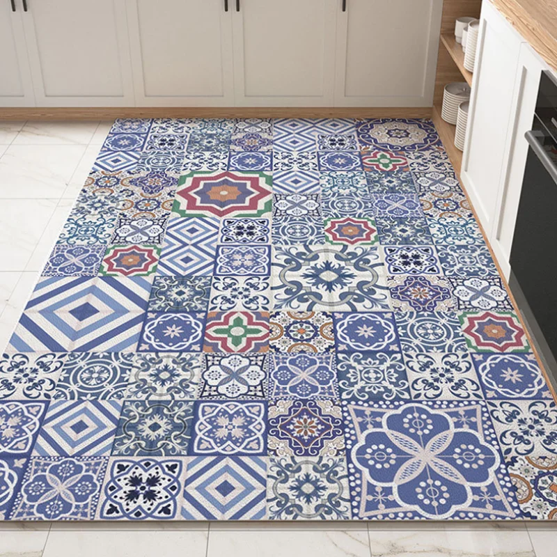 Decoration Kitchen Floor Mat Anti-fouling Oil-proof Waterproof PVC Carpet Easy Clean Balcony Non-slip Soft Rug ковер Tapis 러그 3