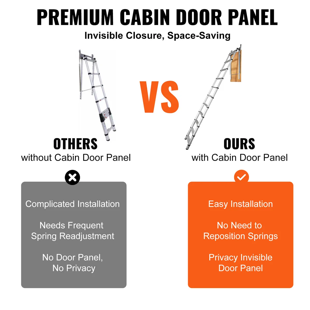 SucceBuy  Attic Ladder Telescoping 350-pound Capacity Multi-Purpose Aluminium Extension Lightweight and Portable — view 3