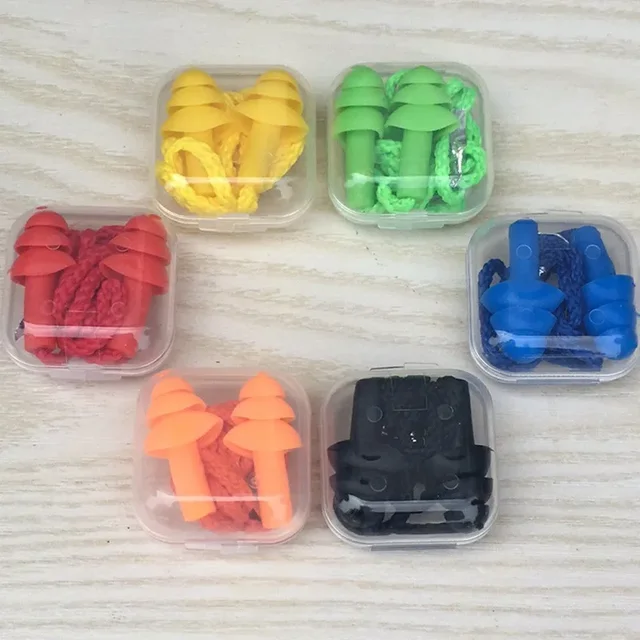 Silicone Corded Ear Plug Protector Anti Lost Reusable Hearing Protection Noise Reduction Safe Swimming Work Earplugs With Rope 5