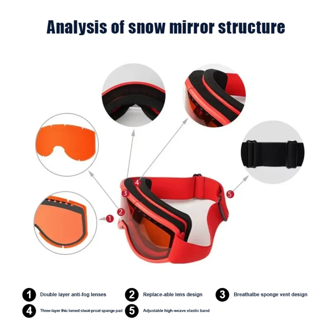 4 Color Ski Goggles Double-layer Anti-fog Snowboard Hiking Eyewear Windproof Motocross Glasses UV400 Winter Cycling Glasses Man 4