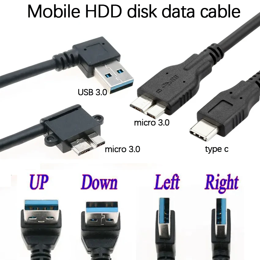 Premium USB Type A to Type C to Micro B Data Cable for External Hard Drive and Mobile HDD Data Transfer