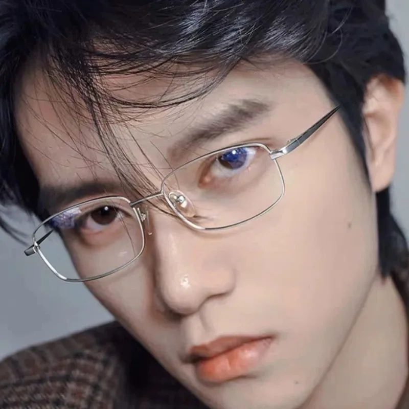 

Metal Square Frame Glasses Summer Women Men Y2K Retro Narrow Frame Eyeglasses Daily Simple Casual Glasses Fashion Accessories