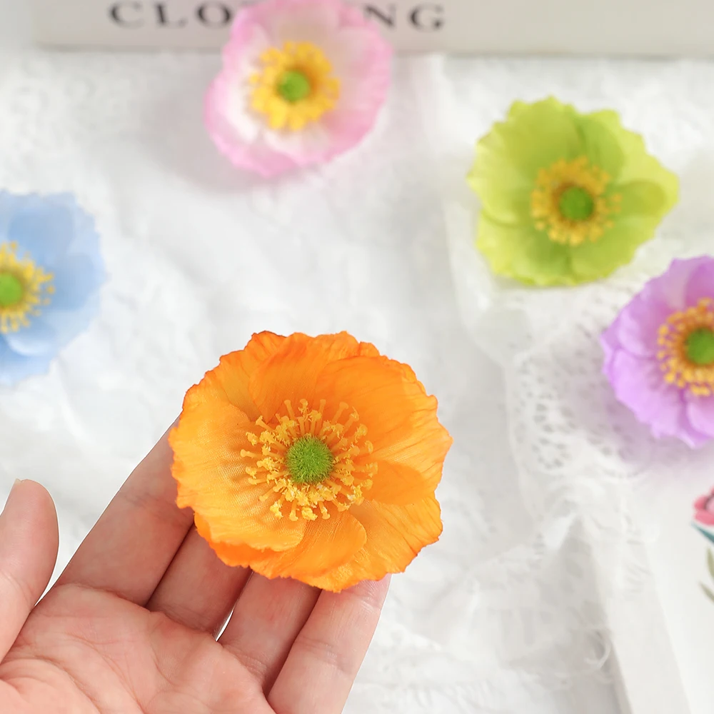 10 Stück künstliche Blumen Köpfe 7,5 cm gefälschte Blume für zu Hause Hoom Dekor Garten Hochzeit Dekoration DIY Handwerk Girlande Geschenke Zubehör – Detail 5