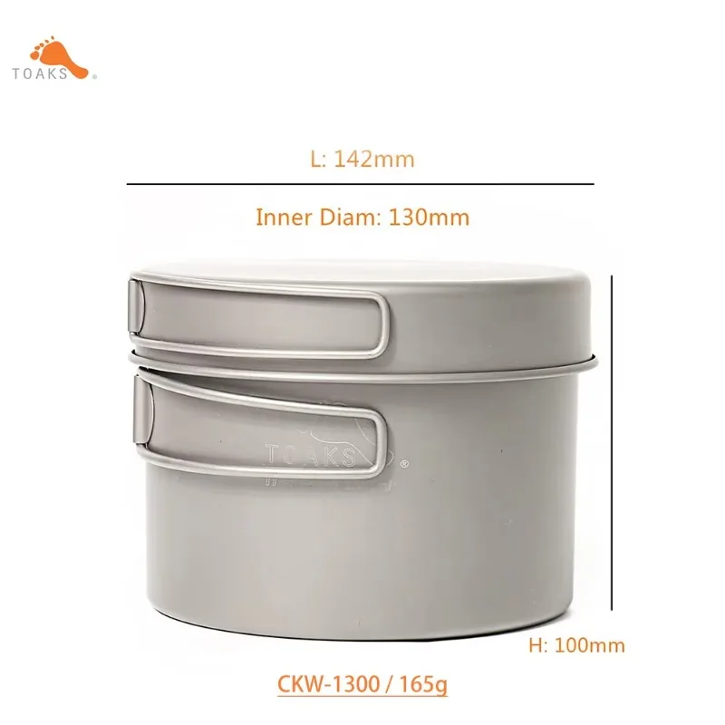 TOAKS Titanium CKW-1300 & STV-11 Combo Set Camping Equipment Cookware and Wood Stove POT 1300ml Outdoor Hiking Ultralight 2