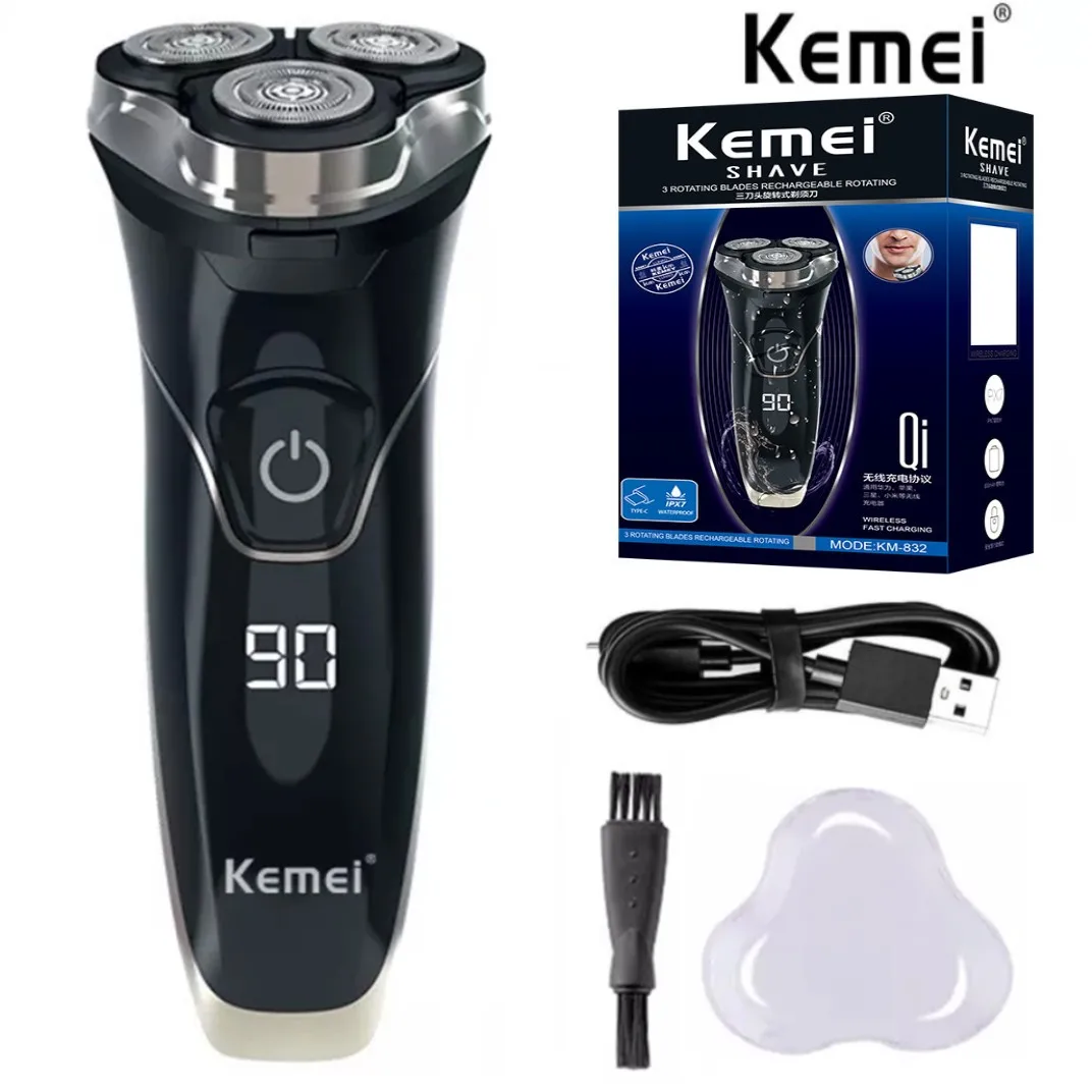 

Kemei Original waterproof LCD display electric shaver beard electric razor for men facial stubble shaving machine rechargeable