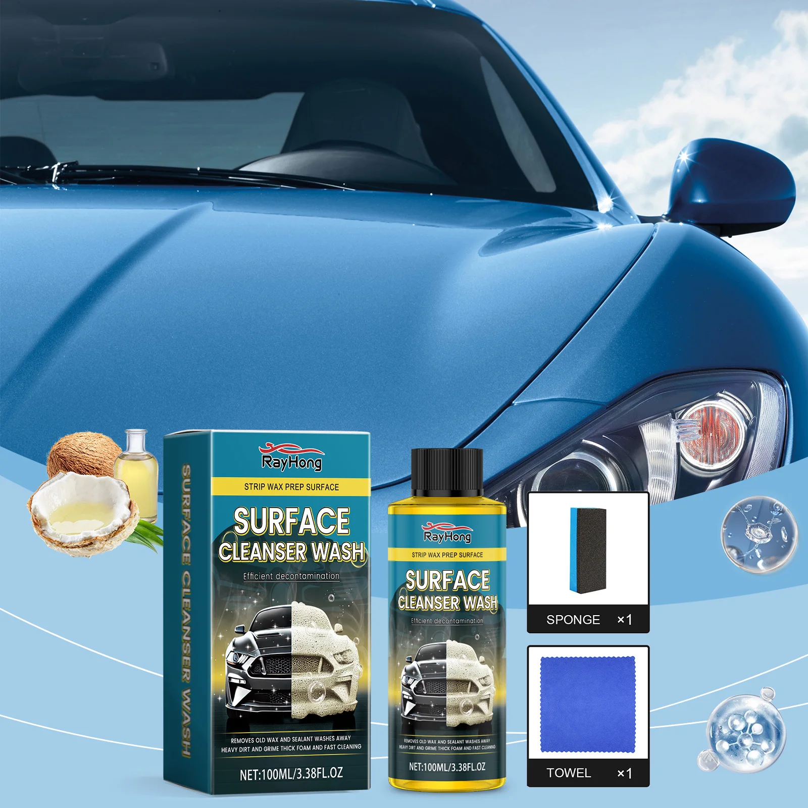 Clean Car Wash Fluid with a Mild Formula That Does not Damage the Paint of Cars Trucks, SUVs RVs, and Protective Cleaning Fluids