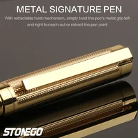 STONEGO Metal Ballpoint Pen, Retractable Signature Pen Crest Style Metal Housing Black Ink Medium Point 1.0mm 5