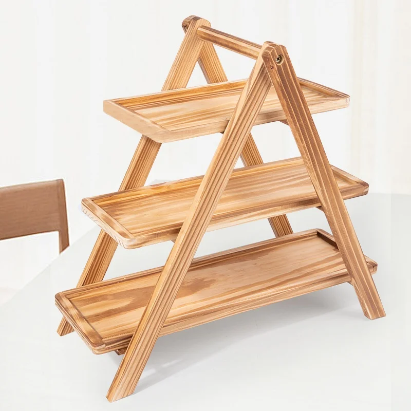3 Tier Serving Tray Wood Tiered Tray Cake Stand Home Decor Party Serving Tray Fruit Bowl Cupcake Stand Kitchen Accessories 3