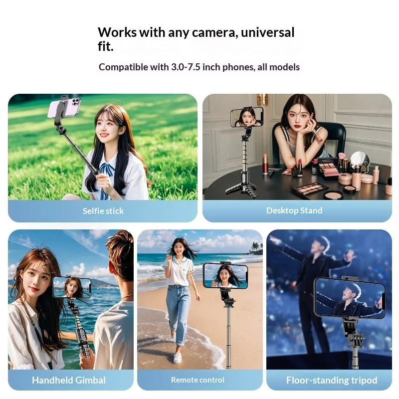 Q10s 미니 셀카봉 삼각대, 흔들림 방지 및 확장 가능한 블루투스 라이브 촬영용 셀카폰 스탠드