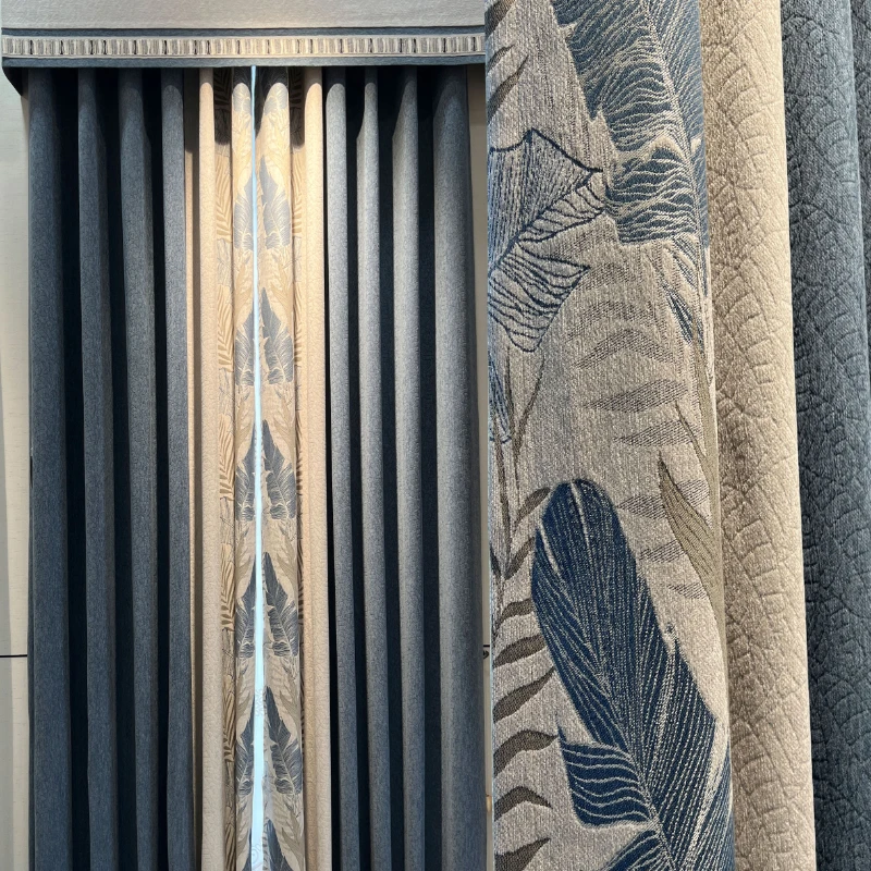 

Curtains for Living Dining Room Bedroom New Thickened Modern Simple Seamless Splicing Small Flower Light-blocking