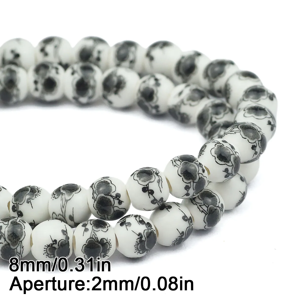 20pcs Multicolor Floral Oblate Ceramic Spacer Beads