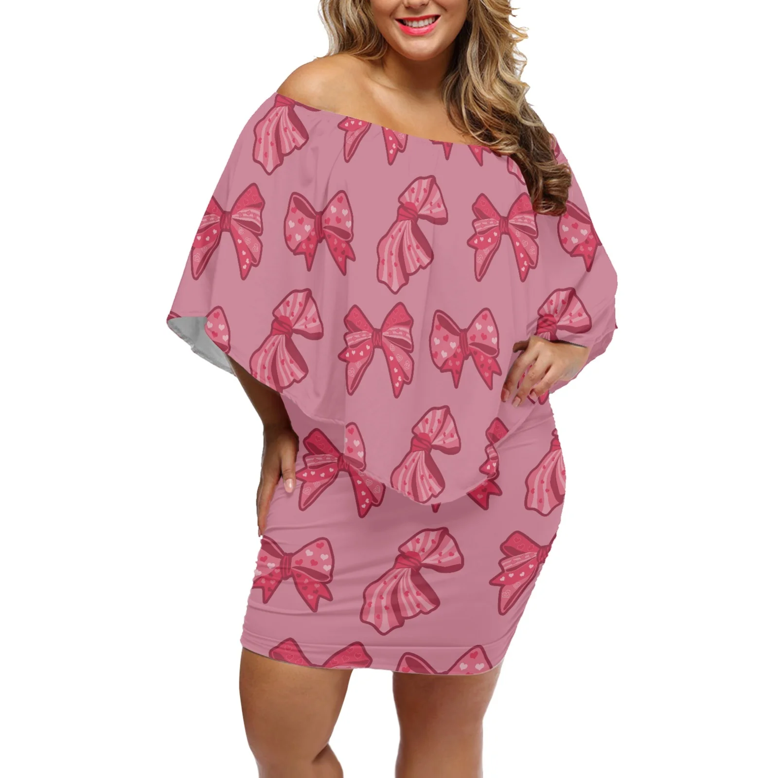 

2023 Summer Off Shoulder Bat Sleeves Buttocks Skirt Samoa Tribe Women Party Dress New Design Valentine's Day Women's Dresses