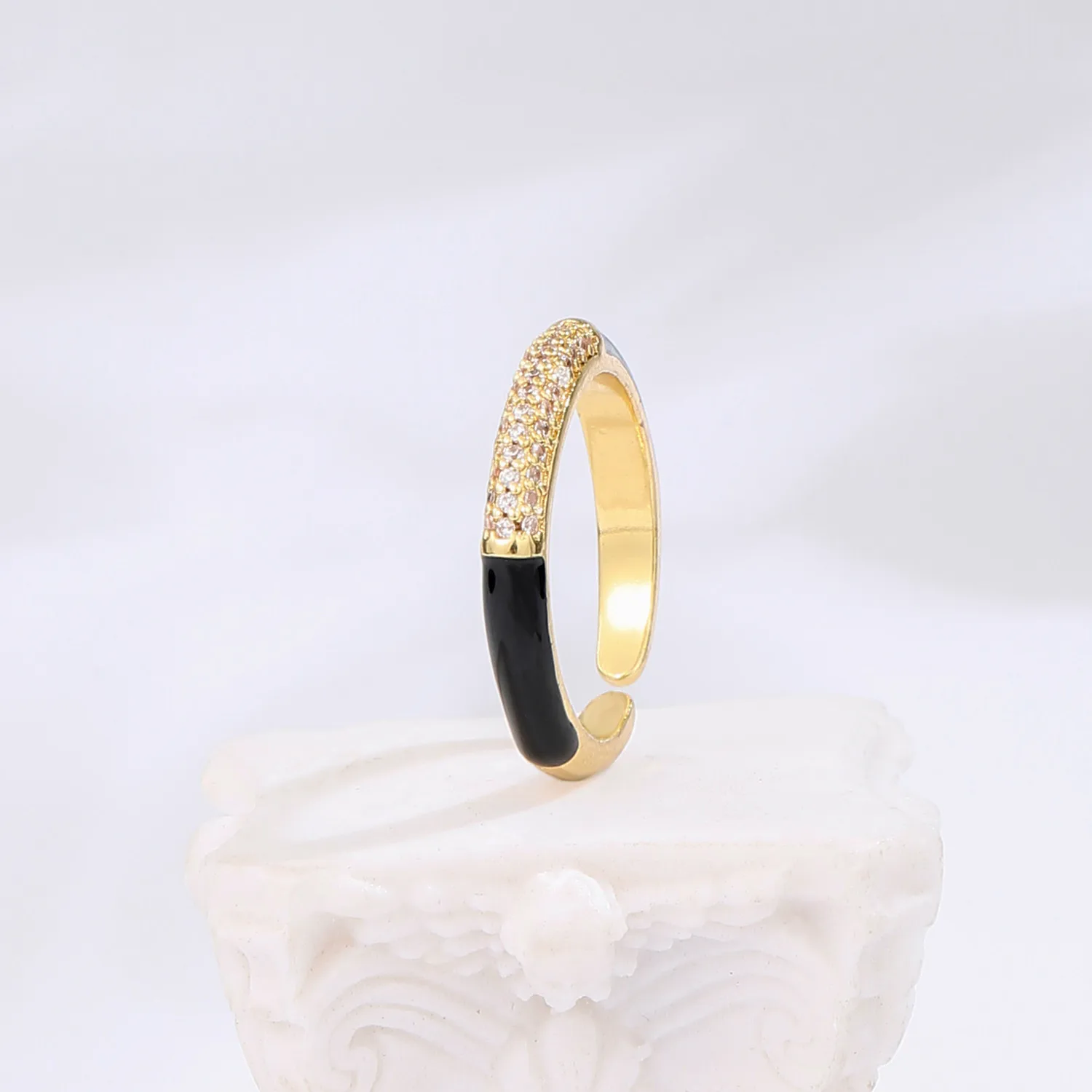 2021 INS Color Rainbow Fashion Rings For Women Finger Jewelry Clear CZ Colorful Neon Enamel Open Adjusted Dome Ring