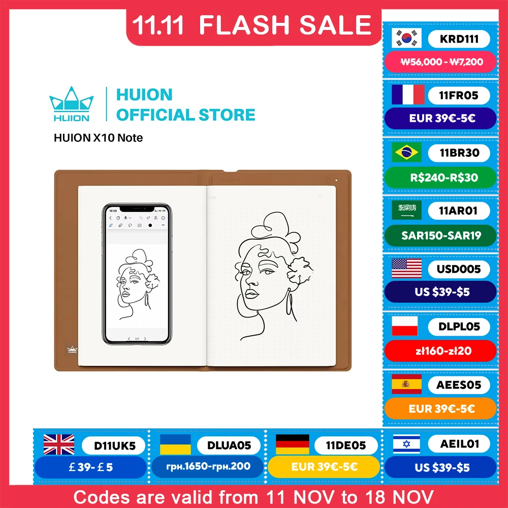 Drawing Tablet HUION Note 2-in-1 Digital Notebook With Battery-free Pen Bluetooth Wireless Paper Tablet Electronic Writing Pad
