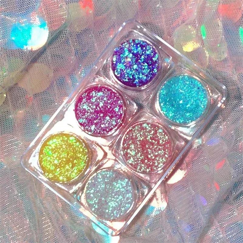 6-color Sequined Gel Cream Eyeshadow Palette Glitter Diamond Eye Makeup Hair Body Face Glitter Gel Art Flash Loose Sequins Cream 4