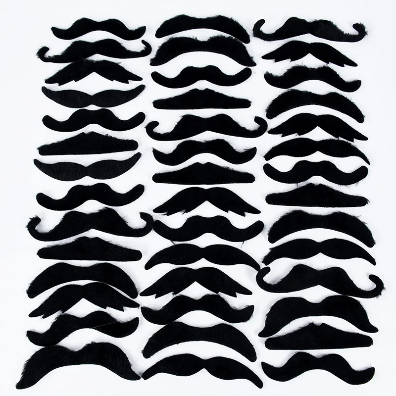 Funny Simulation Beard Cosplay Costume Self-adhesive Fake Moustache Masquerade Ball Photography Props Halloween Decors 48pcs/set