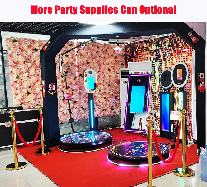 21.5 inch Photo Booth Mirror RGB LED Lighting Selfie Magic Oval Mirror Photo Booth With Camera and Printer Touch Screen