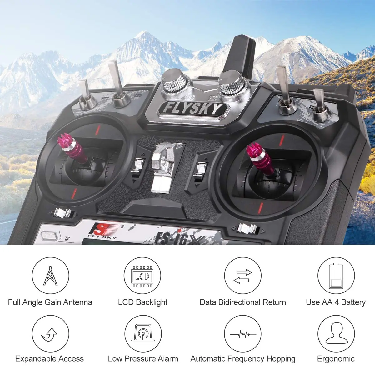 Flysky FS-i6X 10CH Radio Transmitter + Flysky ia10B Receiver 2.4GHz, AFHDS 2A for FPV Racing RC Drone Quadcopter 9 AA 4 Battery Expandable Access Low Pressure Alarm Automatic Frequency Hopping Ergono