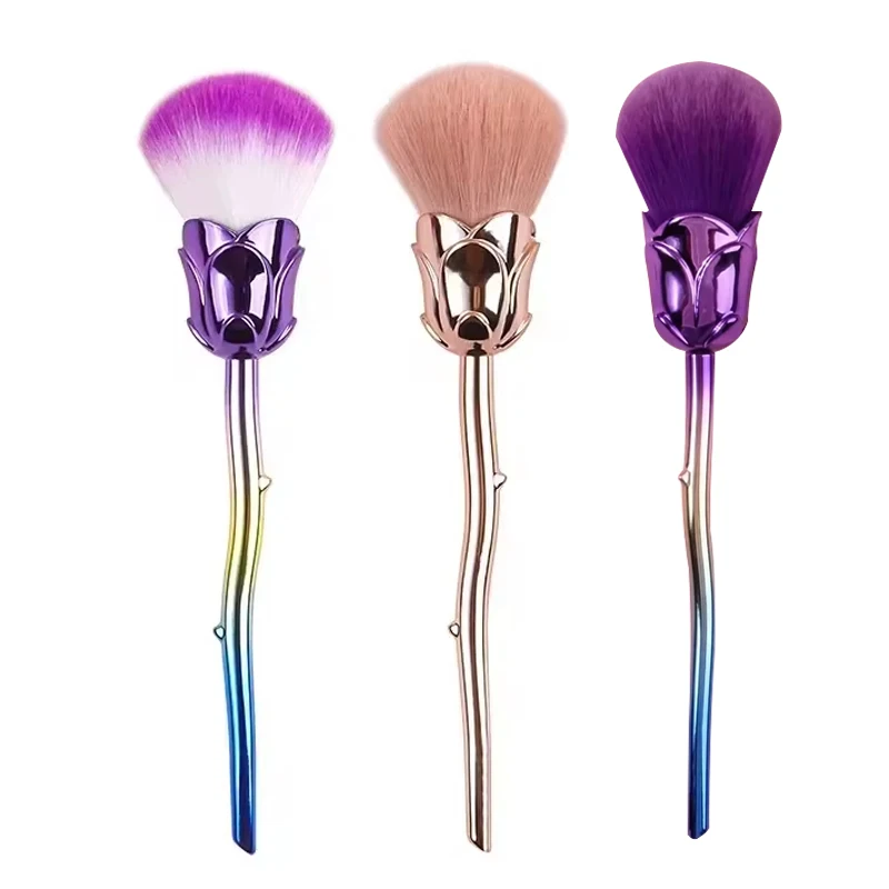 Rose Nail Dust Brush Flower Nail Art Brush Round Small Gel Polish Cleaning Brushes Cosmetic Brush Nail Accesories Tools