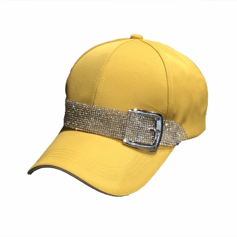 2022 New Fashion Rhinestone Belt Baseball Caps for Women Snapback Sport Caps Outdoor Sun Hat Gorras Black Hat