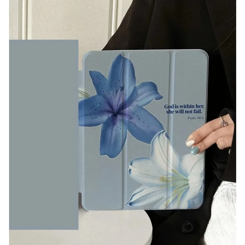 Elegant Blue Lily Floral iPad Case