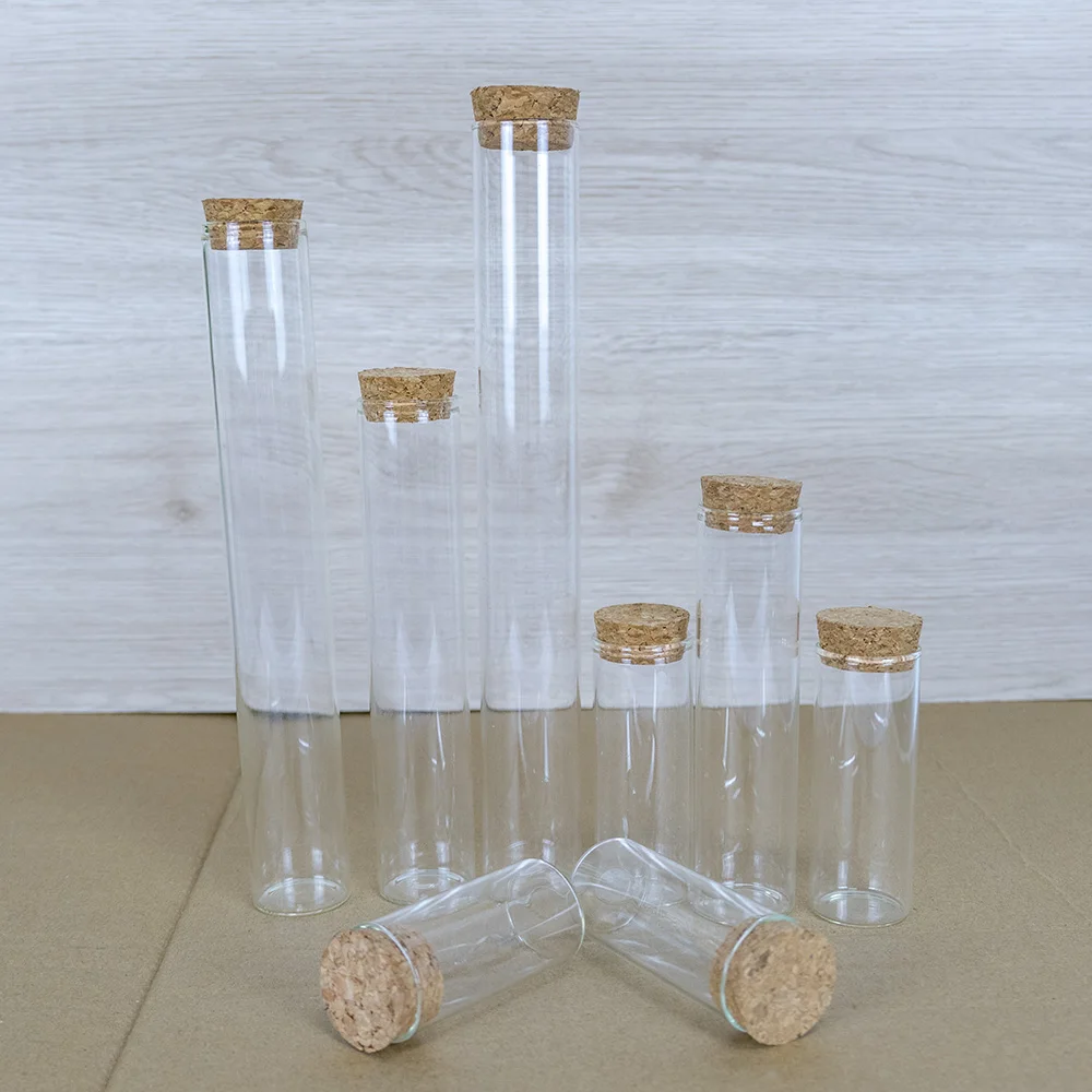 10ml/15ml/20ml/25ml/30ml/40ml/50ml/60ml/80ml/100ml/110ml Kleine Glas  Reagenzglas mit Korken Flaschen gläser Fläschchen 24 Stück - AliExpress, image size:1000x1000