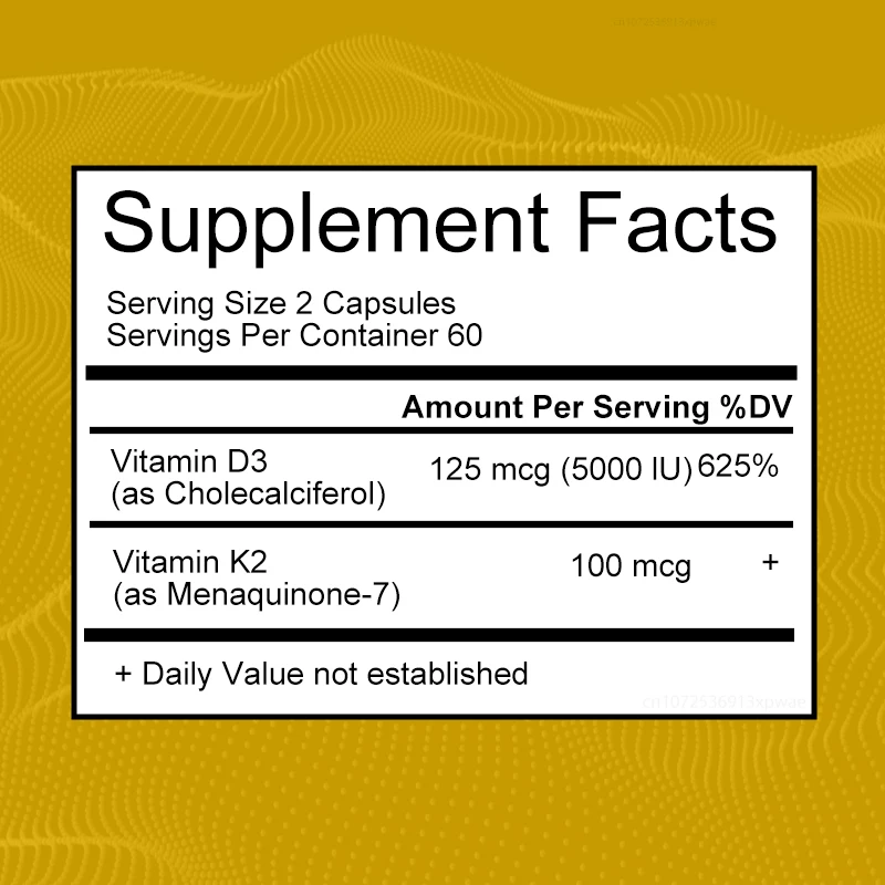 D3K2 Capsules Support Calcium Absorption Strengthen Bone and Teeth Health and Protect the Cardiovascular and Immune systems