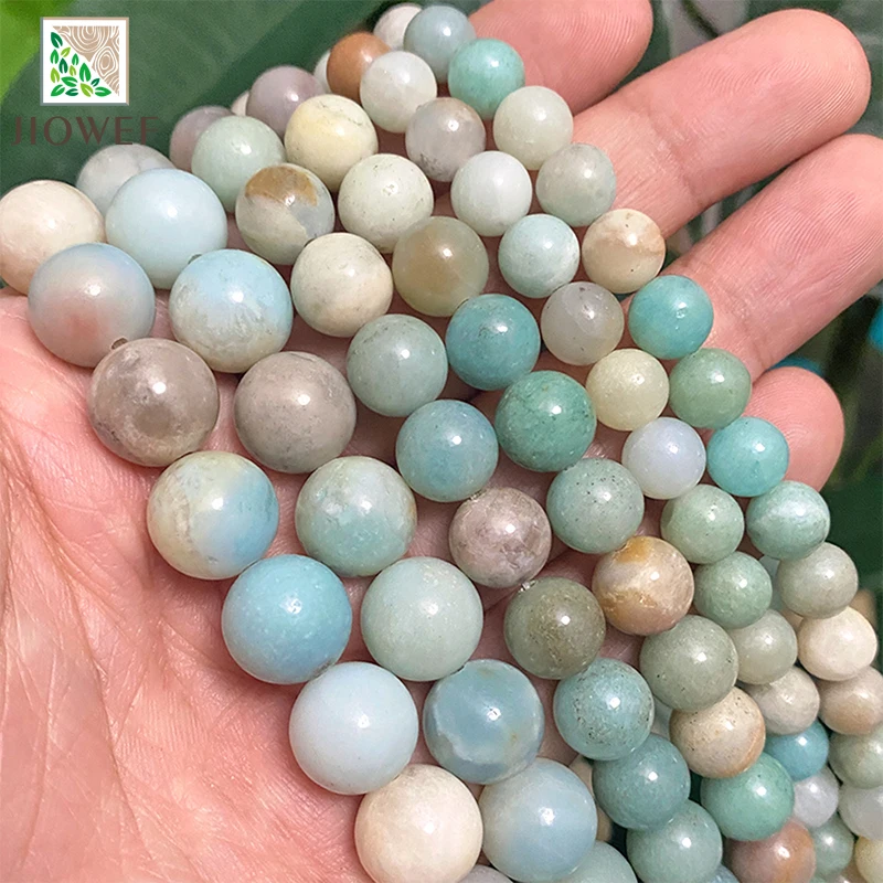 Natura Stone Beads Mixed Amazonite Round Loose Spacer Beads For Jewelry Making DIY Bracelet Earrings Handmade 4/6/8/10/12/14mm