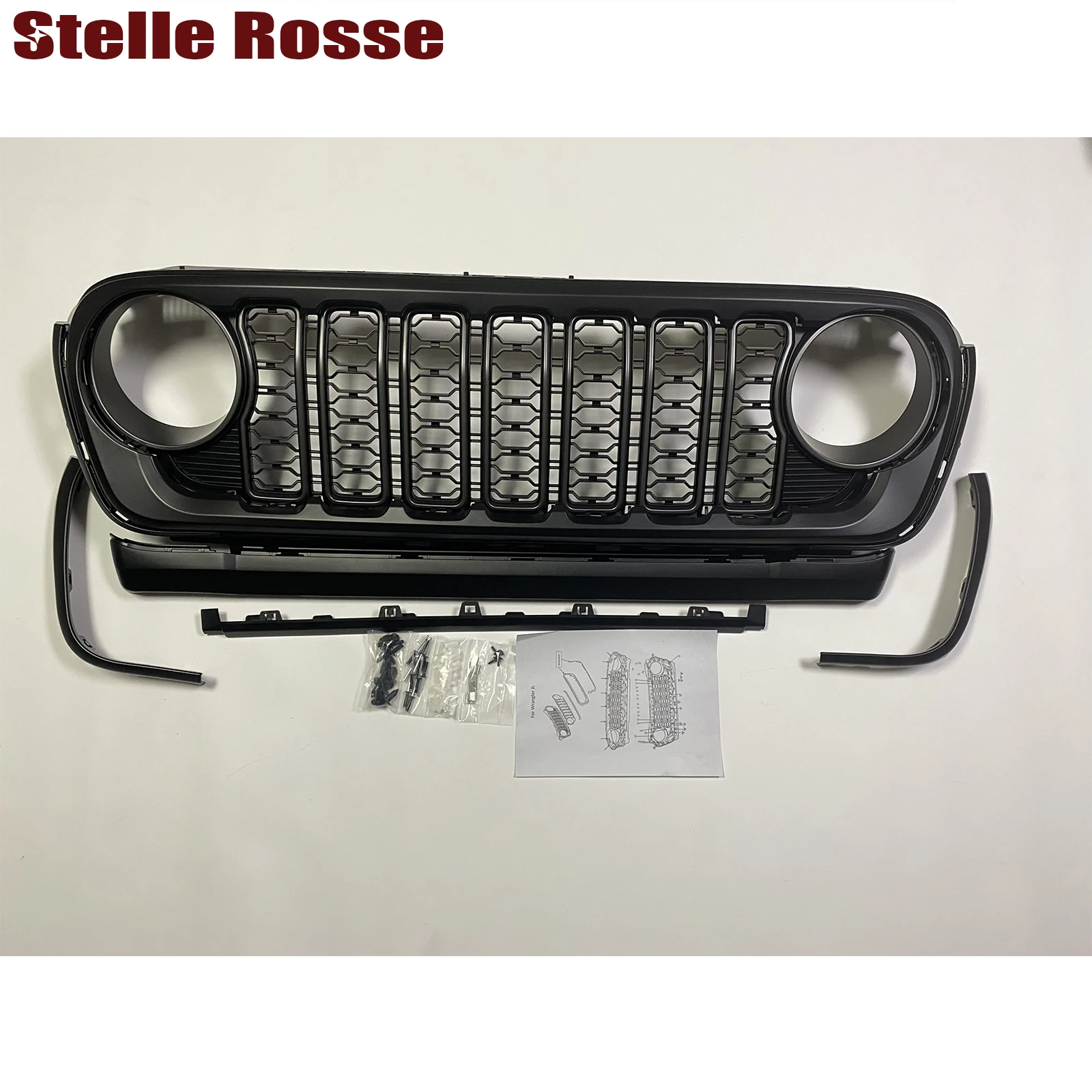 2 Anelli Decorativi Per Griglia Jeep Wrangler JL 2024-2025 – ABS Rosso E Blu, Protezione E Stile Per Il Paraurti