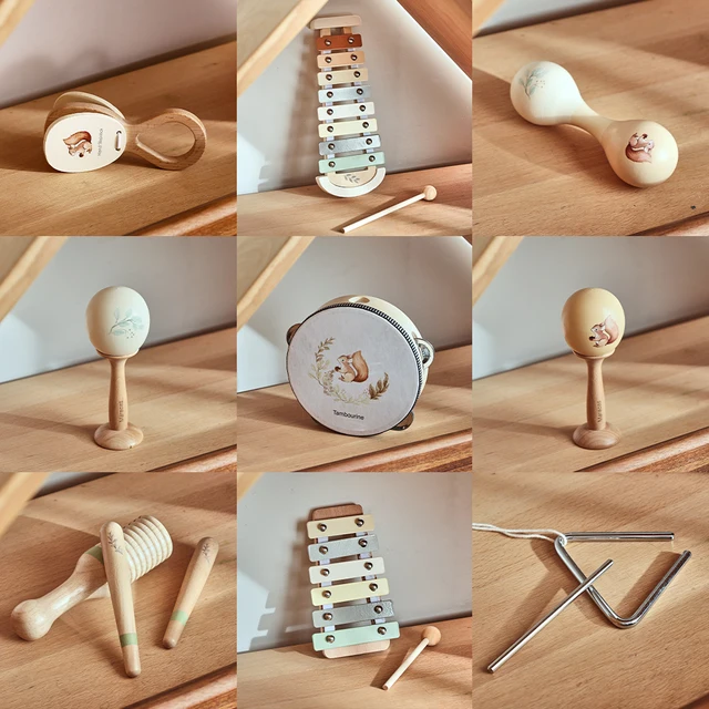 Jouets musicaux Montessori pour bébés de 0 à 3 ans, hochet, cloche, tambour, Xylophone, Percussion, Instruments éducatifs précoces 1
