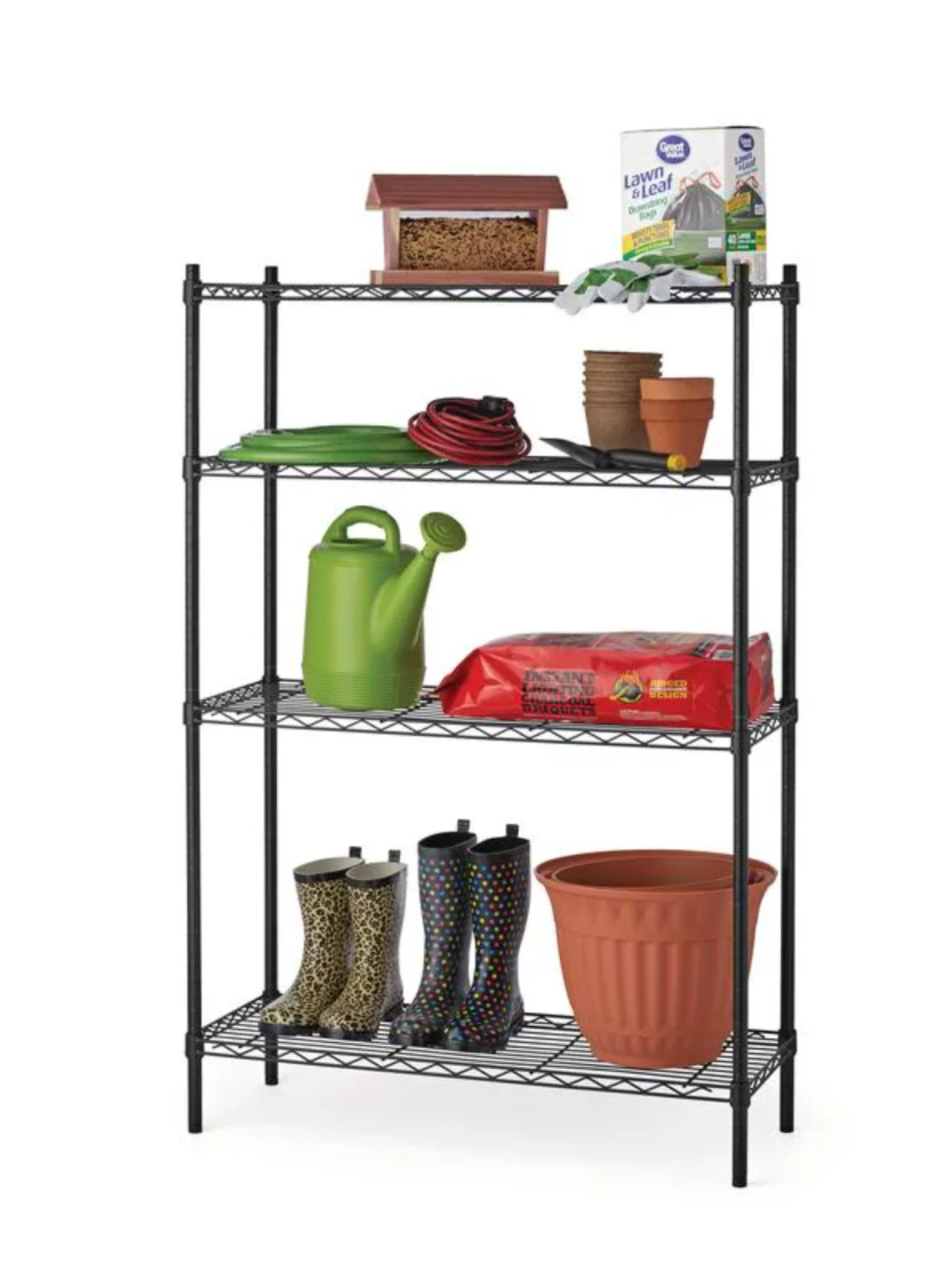 

4 Tier Wire Shelf Unit, Storage rack Black, Capacity 1400 lbs