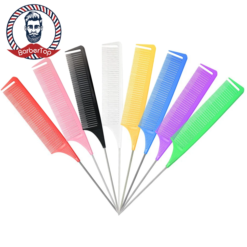 Professional Haircut Comb Salon Coloring Parting Combs Hair Styling Metal Pointed Brush Hairdressing Tools 12pcs highlighting hair comb abs weaving highlighting hair comb for dyeing tail combs brush separate parting for hair