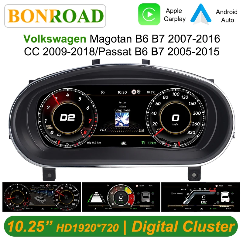 Velocímetro digital Bonroad de 10.25 pulgadas para Volkswagen Magotan B6 B7 VW Passat B6 B7 CC 2005-2015, panel de instrumentos virtual. 1