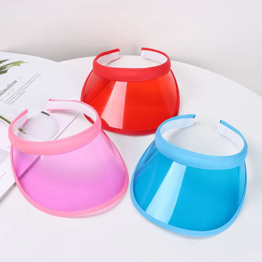

Fashion Summer Outdoor Sports Sun Protection Cap Unisex Clear Plastic Visor Hat Candy Color PVC Sunshade Hat UV Protection Hat