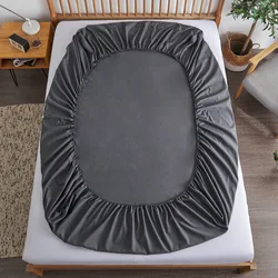 Elastic Band Cotton Fitted Sheet - Non-Slip Adjustable Mattress Cover - 120x200cmx30cm (Dark grey)
