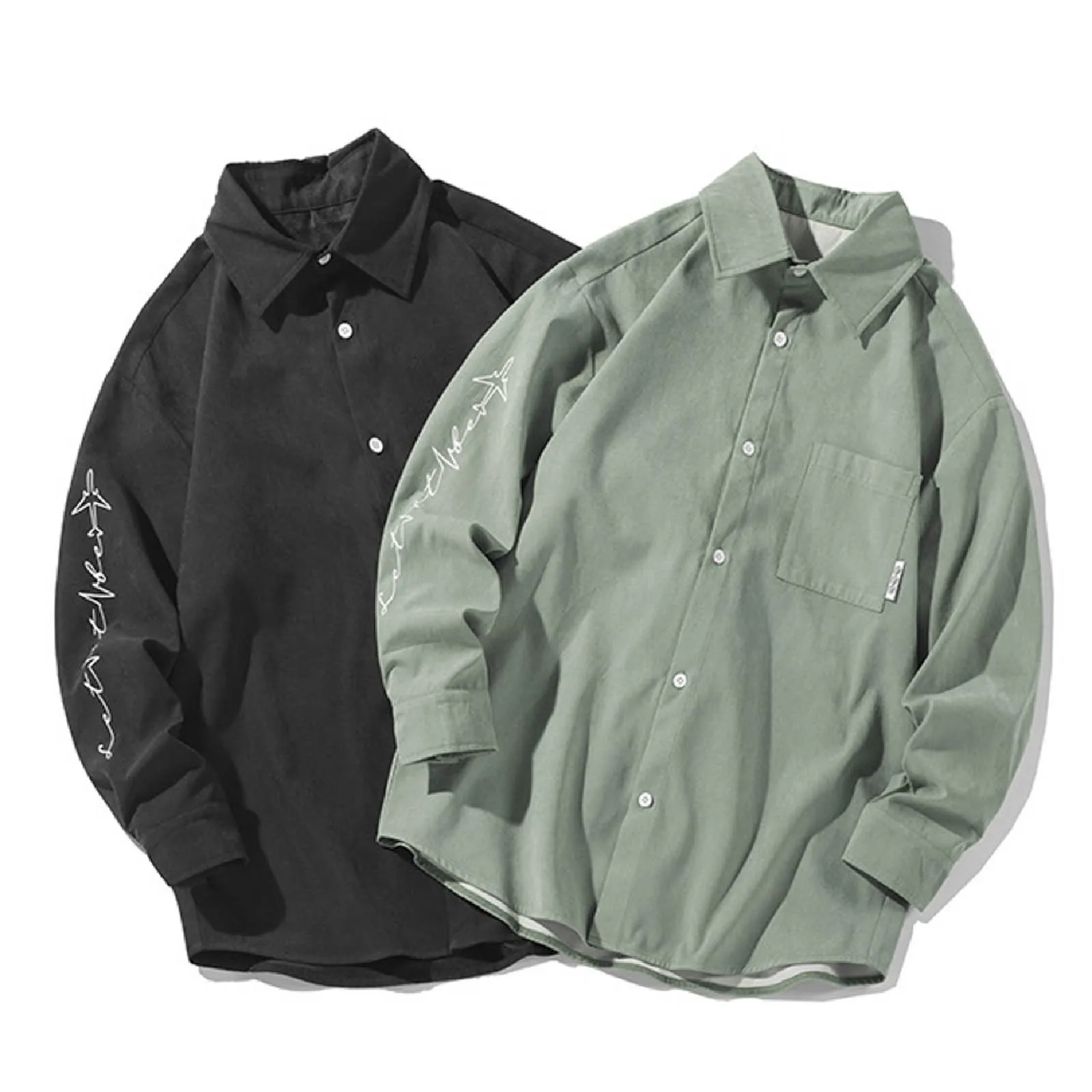 Description Picture 2 of item2024 New Solid Color Men'S Long-Sleeved Shirt Business Casual Office Formal Shirt Slim Male White Black Blue Plus Size 5xl
