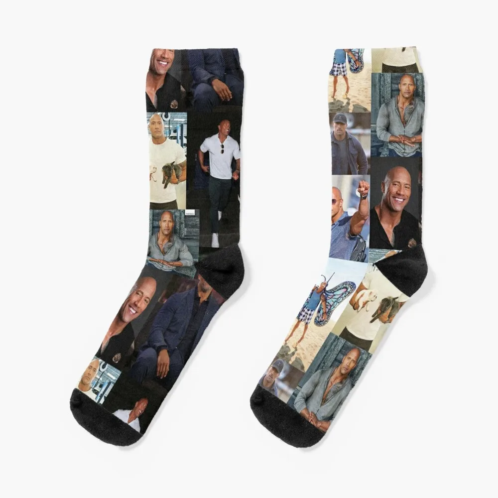 Dwayne Johnson collage Socks hiphop designer brand soccer anti-slip Christmas Socks Ladies Men's