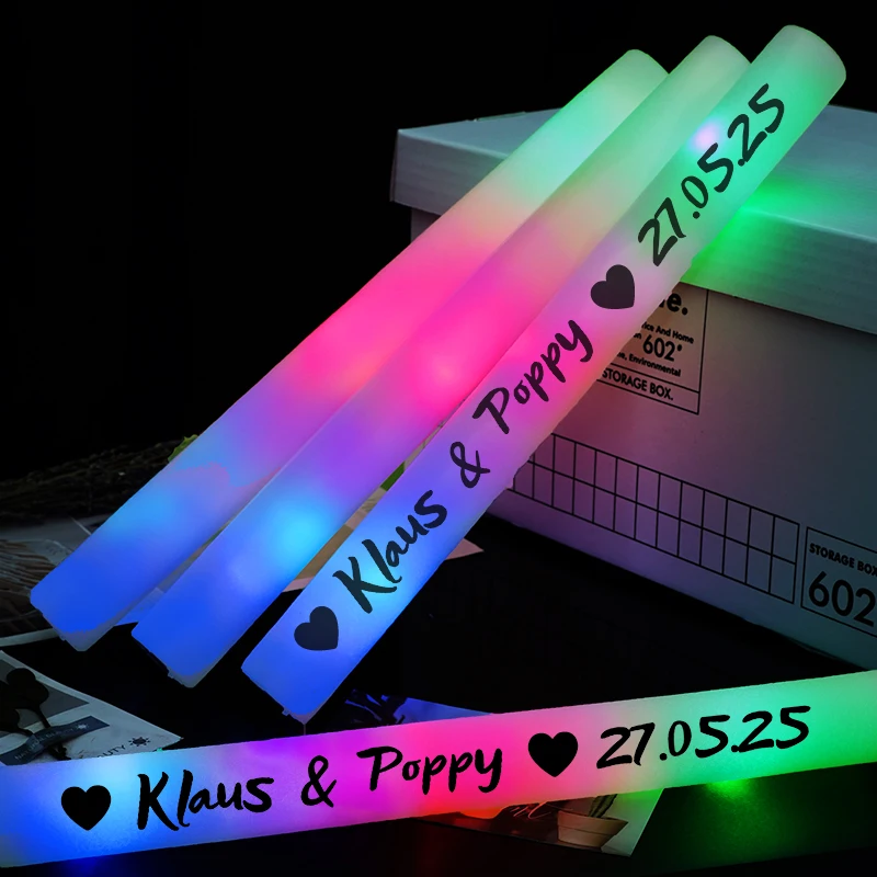 Glow sticks 30/40/60/100/120Pcs RGB LED glow foam stick bulk colorful LED glow sticks cheer tube dark light birthday wedding party supplies