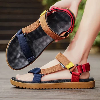 2026 Summer Men Lightweight Outdoor Sandals Breathable Anti-Slip Beach Shoes Soft Flat Bottom Walking Sandals With Exposed Toes 1