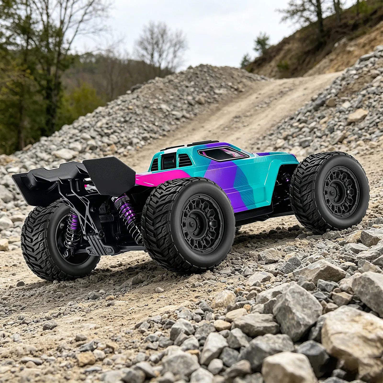 Jeu de 4 pneus RC 90x45mm avec jantes hex 12mm pour ARRMA 1/16 Kraton 3S
