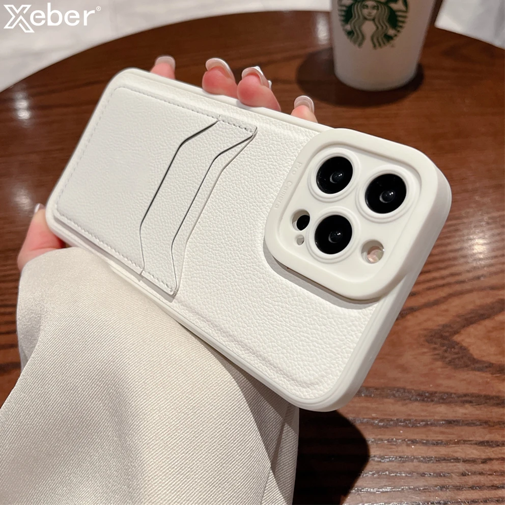 Luxury Leather Square Silicone Wallet Card Holder Phone Case For Iphone