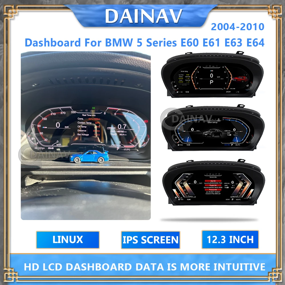

Latest Original Car Digital Cluster Instrument for BMW 5 Series E60 E61 E63 E64 2004-2010 12.3 INCH LCD Speed Meter Dashboard