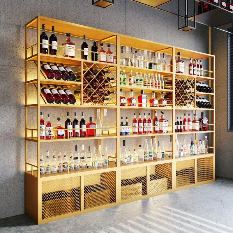 Metal Commercial Wine Cabinets Display Liquor Whisky Mobile Wine Cabinets Corner Bottle Modern Mueble Para Vino Bar Furniture