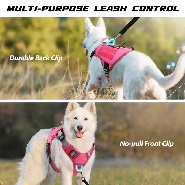Adjustable No-Pull Tactical Dog Harness with Handle for Large Dogs - Reflective Military Vest for Labrador Retriever, Siberian H 3