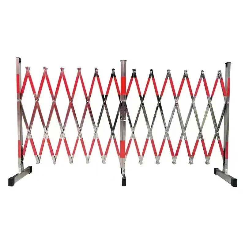 Stainless Steel Telescopic Fence Mobile Guardrail Construction Enclosure School Safety Folding Fence External 1.2x2.5cm.