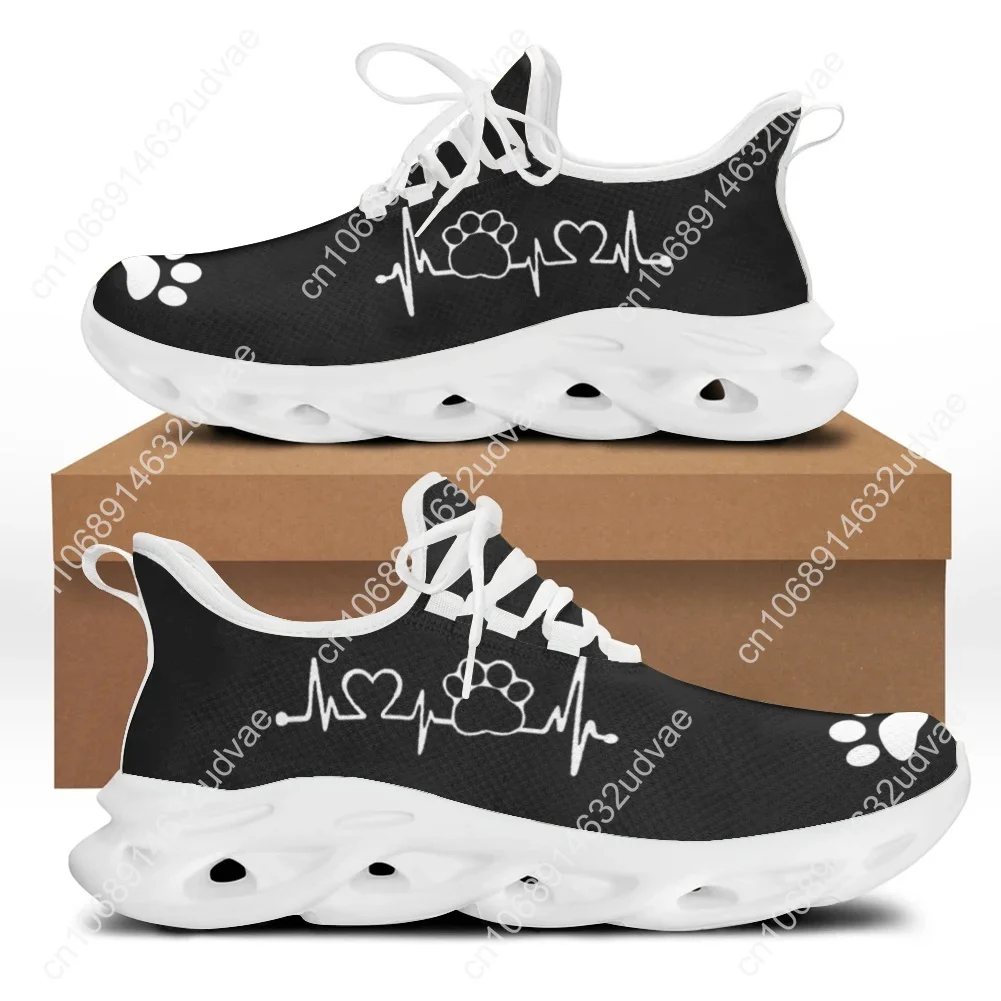 Ladies Casual Animal Paw Print Brand Design Women Lightweight Flat Sneakers Lace-Up Shoes 2022