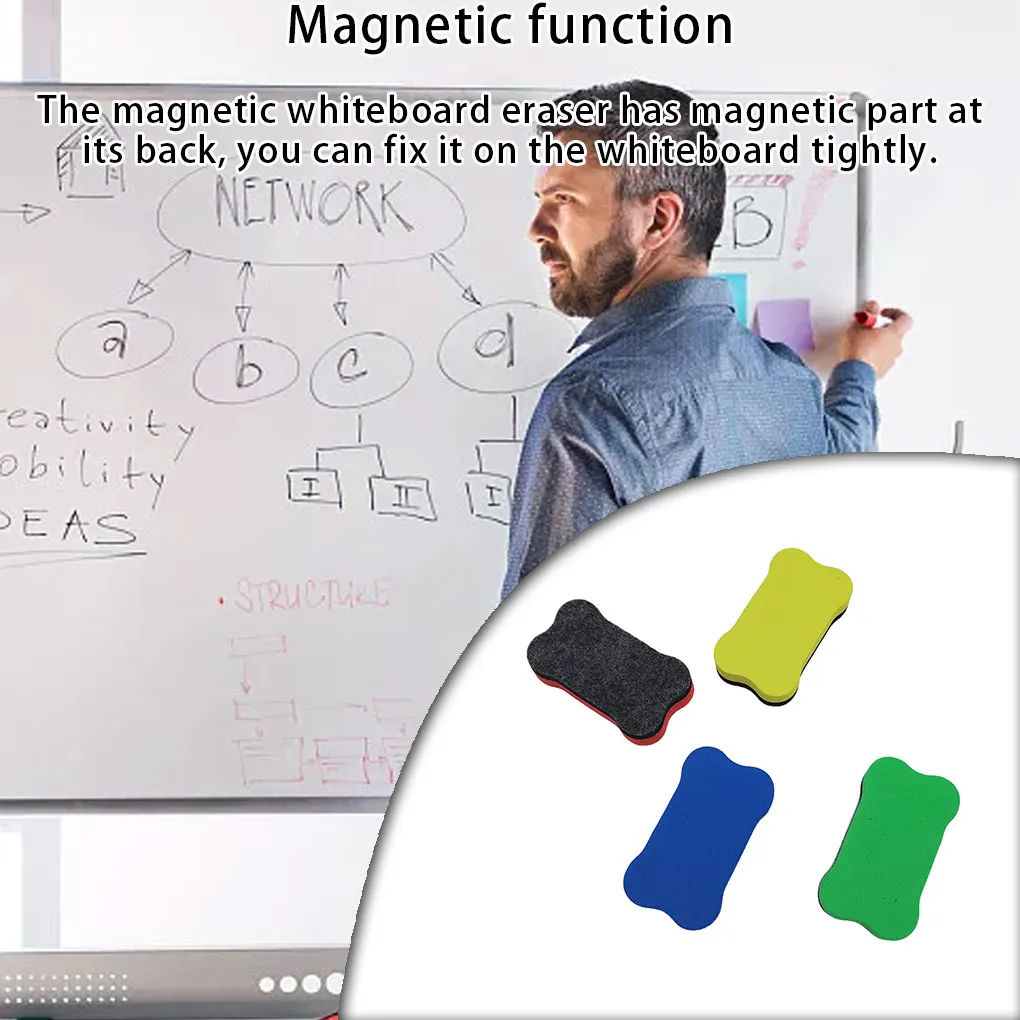 Magnetic Whiteboard Erasers Chalkboard Cleaners Flannel White Board Brush Convenient School University Handheld EVA Bone-shaped