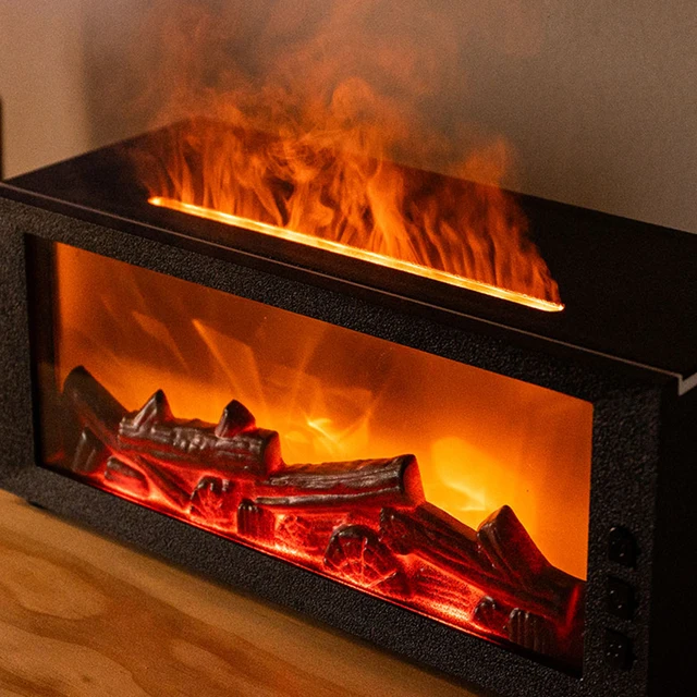 เครื่องกระจายกลิ่นหอมแบบเปลวไฟ 7 สี พร้อมฟังก์ชั่นเพิ่มความชื้นในอากาศ เหมาะสำหรับห้องนอน ห้องนั่งเล่น และสำนักงาน 1